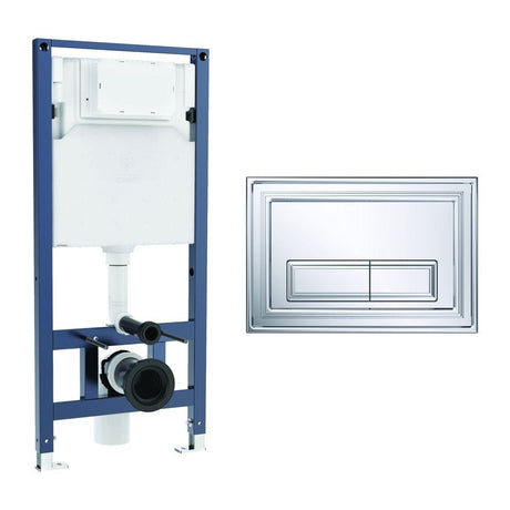 Crosswater Wall Hung WC Frame Belgravia Plate in Chrome Crosswater 1.12m Dual Flush WC Support Frame Set with Flush Plate