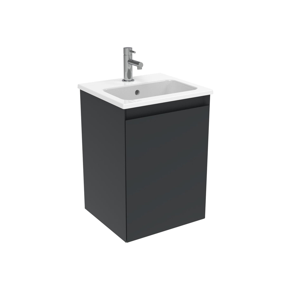 Saneux Cloakroom Vanity Unit Matte Anthracite / 1 Hole Saneux Uni 400mm Wall Mounted One Door Vanity Unit with Basin