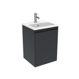 Saneux Cloakroom Vanity Unit Matte Anthracite / 1 Hole Saneux Uni 400mm Wall Mounted One Door Vanity Unit with Basin