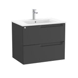 Roca Wall Mounted Vanity Unit Matt Black Roca Aleyda 700mm Wall Mounted Two Drawer Vanity Unit with Basin