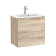 Roca Wall Mounted Vanity Unit Beige Wood Roca Aleyda Compact 600mm Wall Mounted Two Drawer Vanity Unit with Basin