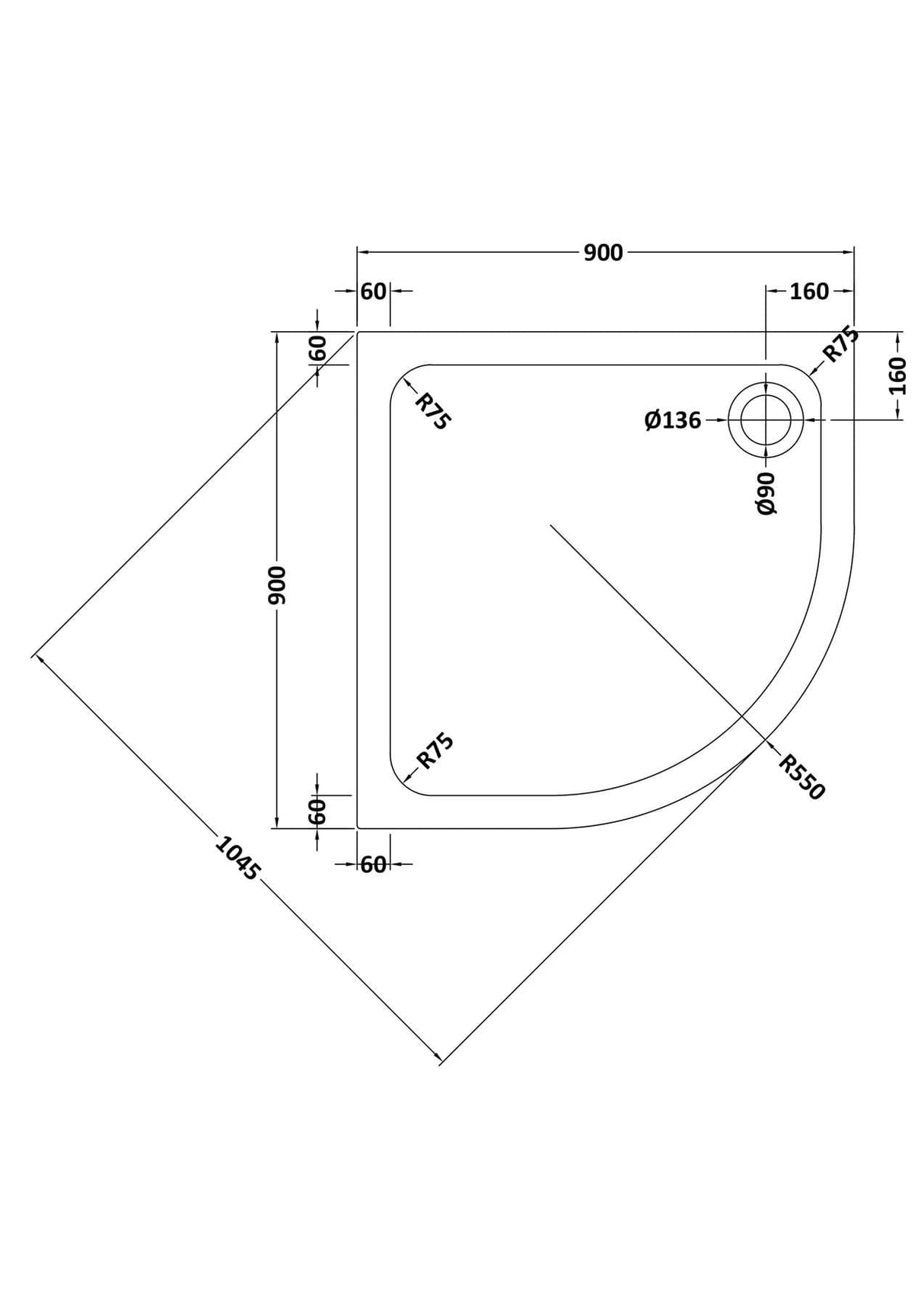Aquarius Bathrooms Square Shower Tray 900x900mm Aquarius Urbano 45mm Quadrant Stone Resin Anti Slip Shower Tray