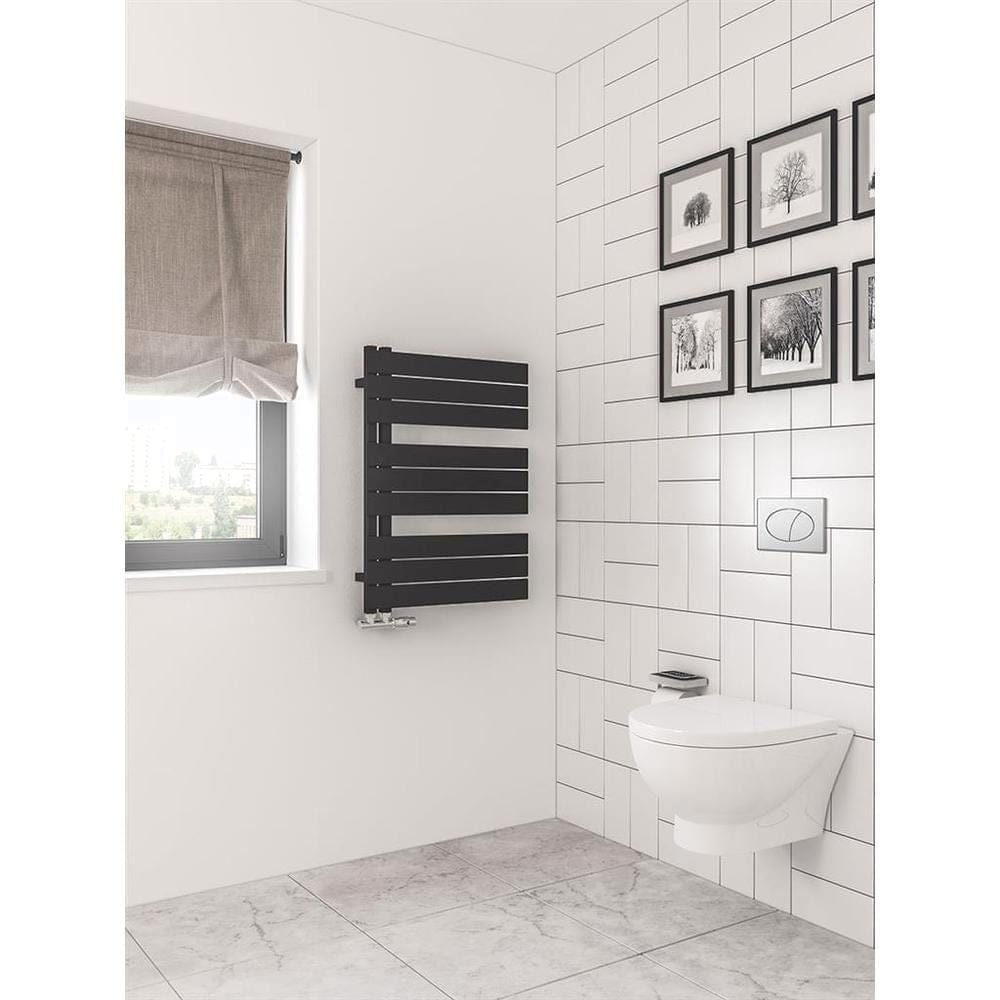 Eastbrook Designer Towel Rail 800 x 600 / Dual Fuel Eastbrook Helmsley Straight Vertical Designer Towel Rail in Matt Black