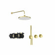 Roca Concealed Shower Set Brushed Brass Roca T-Multi Thermostatic Concealed Shower Valve with Rainshower Head, Pencil Handset and Hose