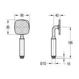 Flova Shower Handset Flova Square Pressure Boost Shower Handset