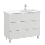 Roca Floor Standing Vanity Unit Pebble Grey / Right Hand Roca Aleyda 1000mm Floor Standing Three Drawer Vanity Unit with Basin