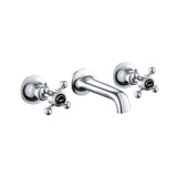 JTP Wall Mounted Basin Tap Chrome with Black Indices JTP Grosvenor Cross Wall Mounted 3 Hole Basin Mixer Tap