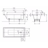 Kaldewei Single Ended Bath 1600 x 700mm / 0 Kaldewei Puro Single Ended Steel Bath with Leg Set