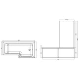 Aquarius Bathrooms L-Shaped Shower Bath Aquarius Urbano L-Shape Square Shower Bath Pack with Screen and Panel