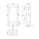 Aquarius Bathrooms Cloakroom Vanity Unit Aquarius Byron 400mm Floor Standing 1 Door Cloakroom Vanity Unit with 1 Tap Hole Basin