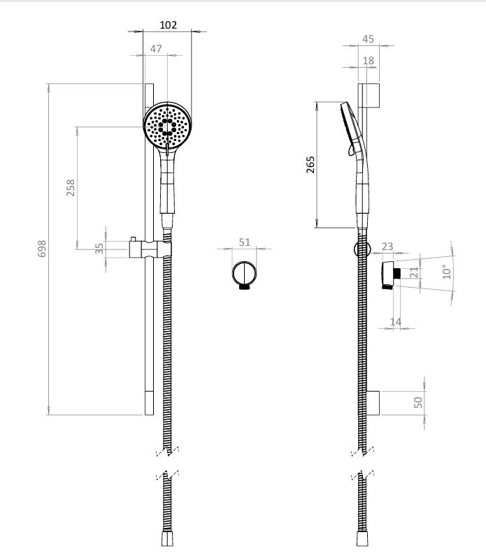 Britton Shower Riser Rail Britton Hoxton 2.0 Shower Set with Slide Rail and Outlet Elbow in Chrome