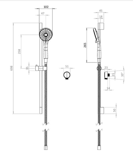 Britton Shower Riser Rail Britton Hoxton 2.0 Shower Set with Slide Rail and Outlet Elbow in Chrome