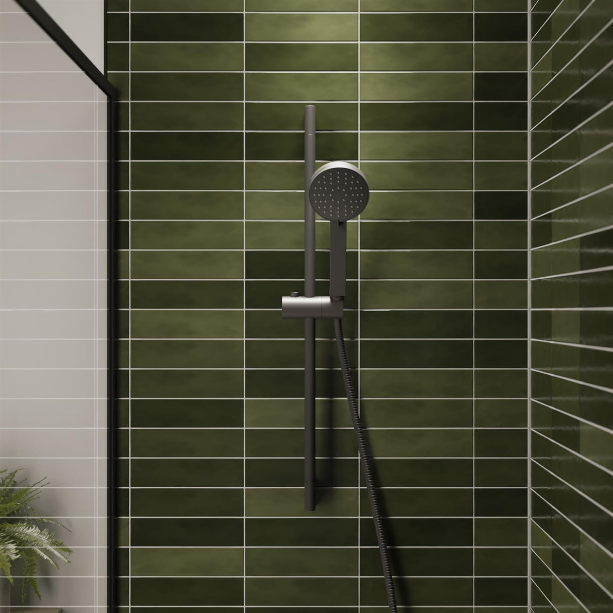 Britton Shower Riser Rail Britton Hoxton Shower Slider Rail with Handset, Hose and Outlet Elbow in Matt Black