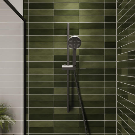 Britton Shower Riser Rail Britton Hoxton Shower Slider Rail with Handset, Hose and Outlet Elbow in Matt Black