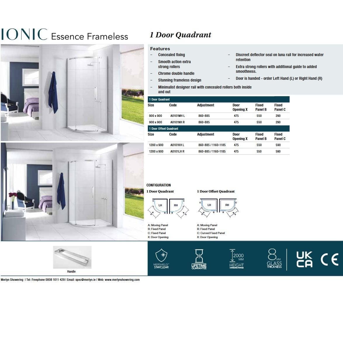 Merlyn Quadrant Shower Enclosure Merlyn Ionic Essence Frameless 8mm 1 Door Quadrant Shower Enclosure