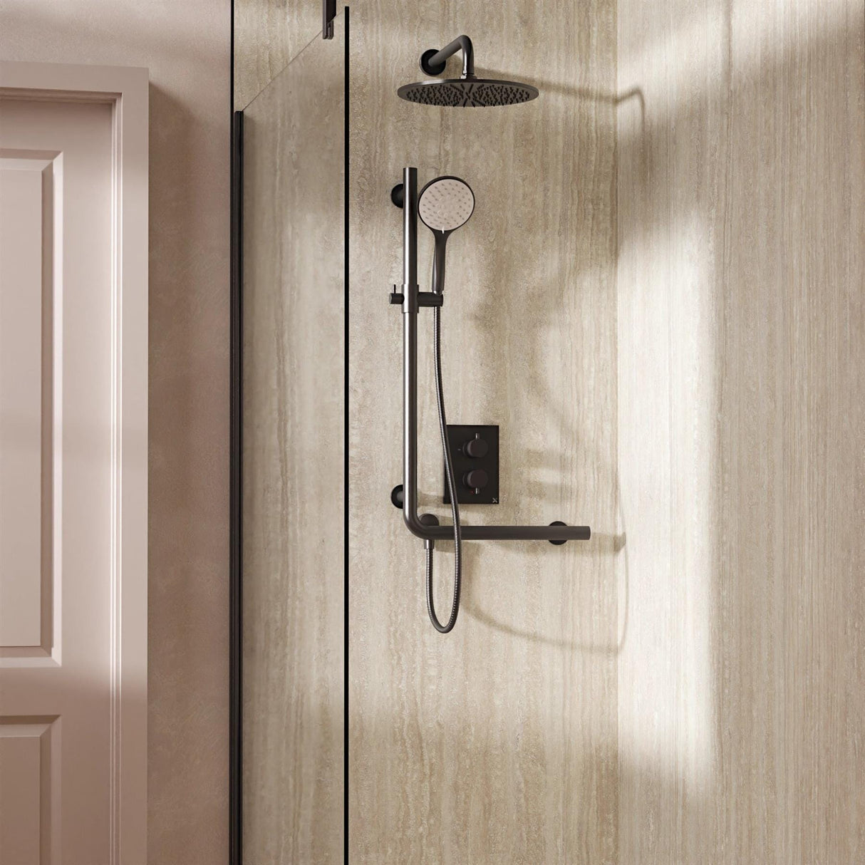 Crosswater Grab Rail/Bar Crosswater Handset Holder Attachment for Angled Grab Bar