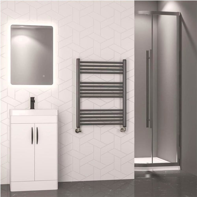 Eastbrook Ladder Rail 800 x 600mm / Electric Only Eastbrook Wendover Straight Heated Towel Rail in Brushed Gunmetal