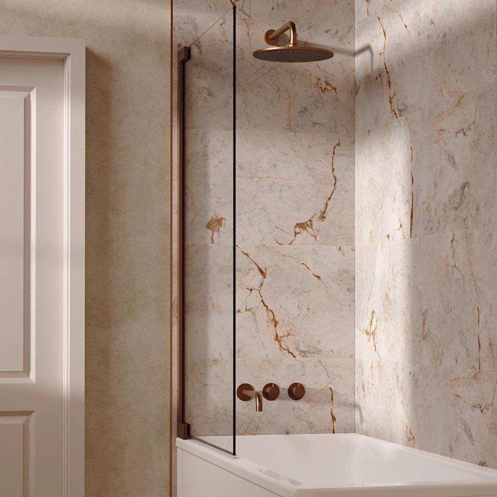UK Bathroom Store Concealed Shower Set Brushed Bronze / Wall Arm / 300mm Crosswater Module Shower Set 3 with Fixed Overhead Shower and Bath Spout