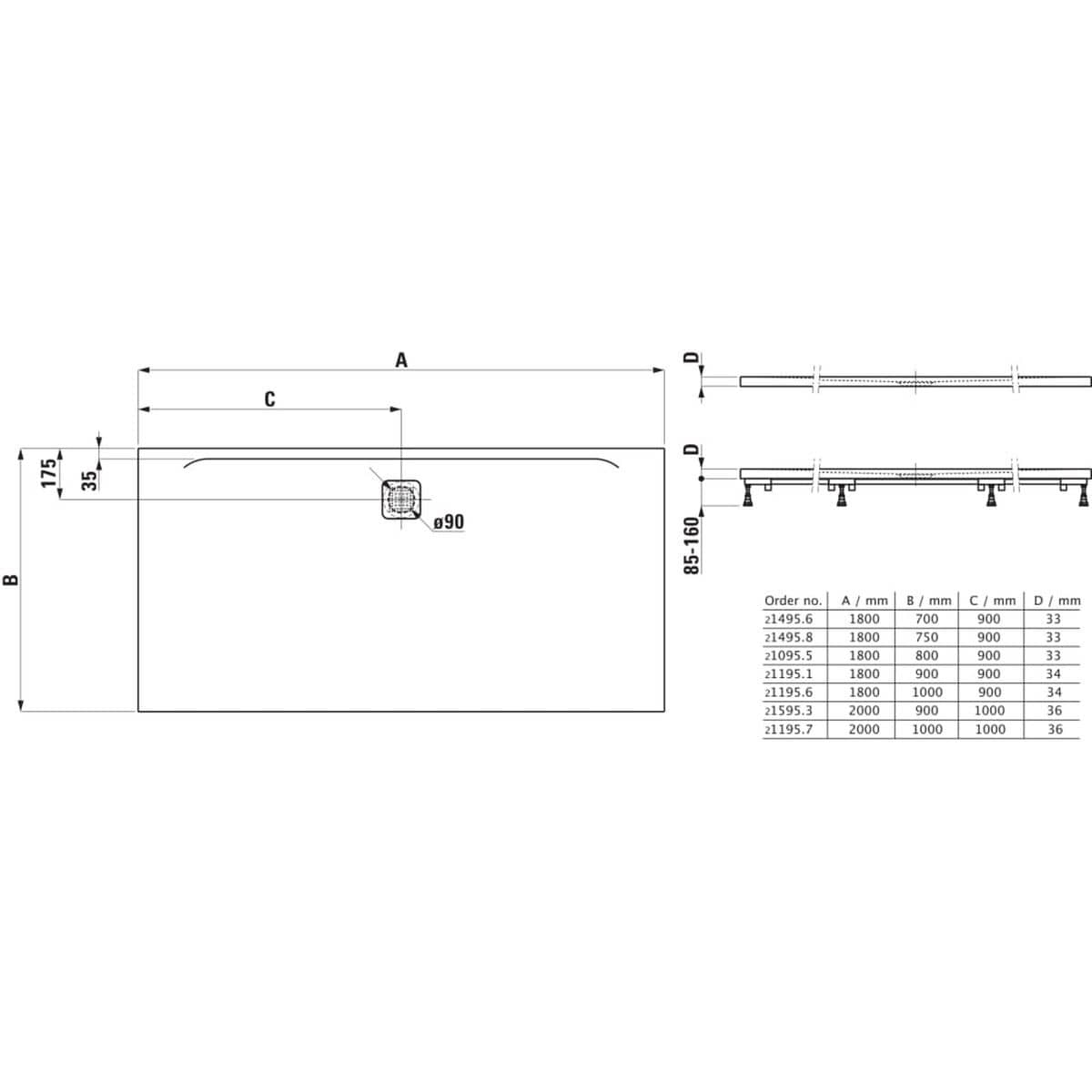 Laufen Laufen Marbond PRO Rectangular Tray with Waste in White