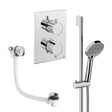 UK Bathroom Store Concealed Shower Set Chrome Crosswater Crossbox Shower Set 6 - 2 Outlet with Riser Rail Kit and Overflow Bath Filler Waste