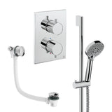 UK Bathroom Store Concealed Shower Set Chrome Crosswater Crossbox Shower Set 6 - 2 Outlet with Riser Rail Kit and Overflow Bath Filler Waste