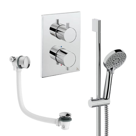 UK Bathroom Store Concealed Shower Set Chrome Crosswater Crossbox Shower Set 6 - 2 Outlet with Riser Rail Kit and Overflow Bath Filler Waste