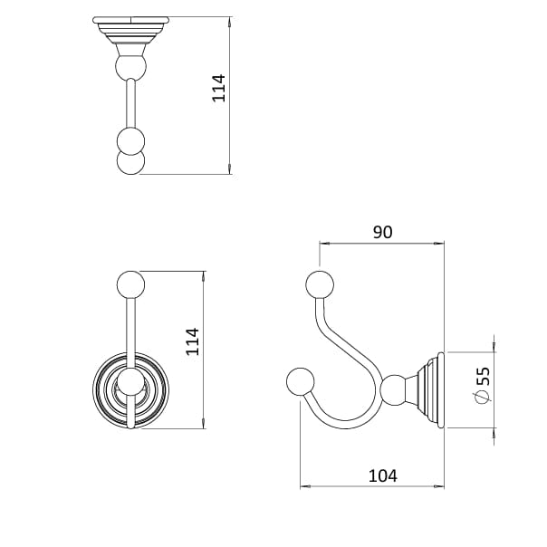 Crosswater Robe Hook Crosswater Belgravia Double Robe Hook