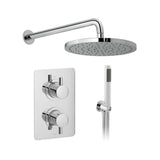 Vado Concealed Shower Set Vado Celsius 2 Outlet, 2 Handle Thermostatic Shower Set with Shower Head and Pencil Handset in Polished Chrome