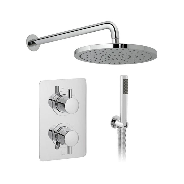 Vado Concealed Shower Set Vado Celsius 2 Outlet, 2 Handle Thermostatic Shower Set with Shower Head and Pencil Handset in Polished Chrome
