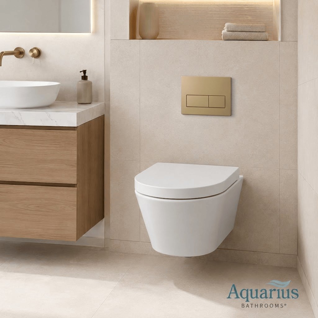 Aquarius Bathrooms Wall Hung Toilet Aquarius Urbano Rimless Wall Hung Toilet Pack with Frame, Flush Plate, Soft Closing Seat and Hinge Covers