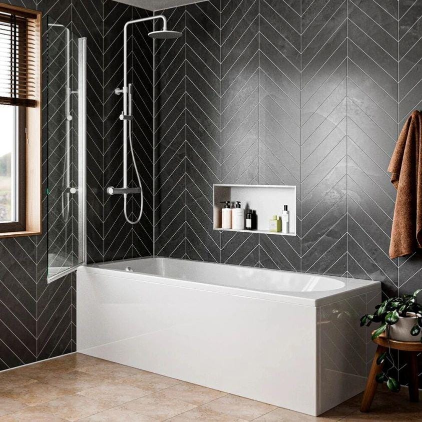 Crosswater Bath Screen Crosswater Clear 6 Hinged Bath Screen