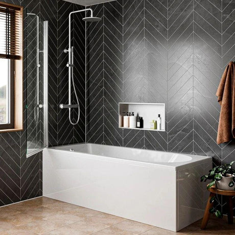 Crosswater Bath Screen Crosswater Clear 6 Hinged Bath Screen