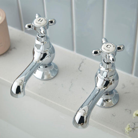 Vado Pillar Basin Tap Chrome Booth & Co. Axbridge Basin Pillar Taps (Pair)