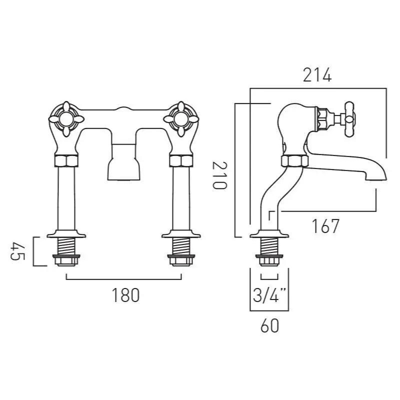 Vado Bath Mixer Booth & Co. Axbridge Bath Filler Tap