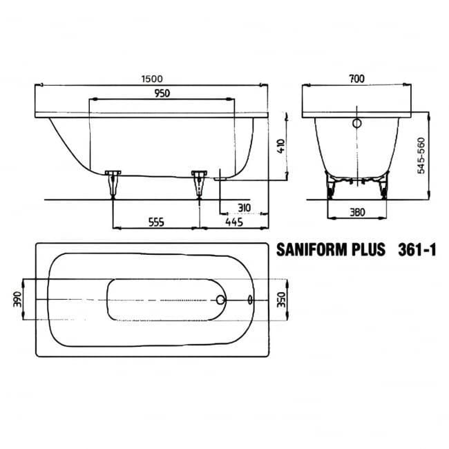 Kaldewei Single Ended Bath Kaldewei Saniform Plus Single Ended Steel Bath with Leg Set