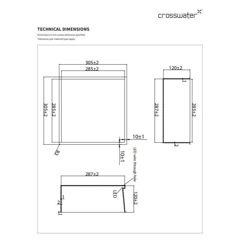 Crosswater Shower Niche Crosswater Square Shower Niche with LED - 305 x 305 x 120mm