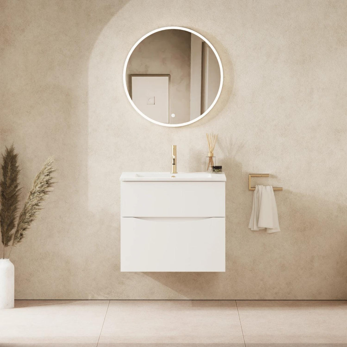 Crosswater Wall Mounted Vanity Unit 600mm / White Gloss Crosswater Glide II Wall Mounted Two Drawer Vanity Unit with Basin