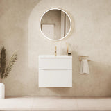 Crosswater Wall Mounted Vanity Unit 600mm / White Gloss Crosswater Glide II Wall Mounted Two Drawer Vanity Unit with Basin
