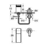 Flova Bath Mixer Flova Cascade 2 Hole Bath Filler Tap in Diamond Chrome