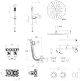 UK Bathroom Store Concealed Shower Set Crosswater Module Shower Set 6 - 3 Outlet with Overhead Shower, Handset and Overflow Bath Filler