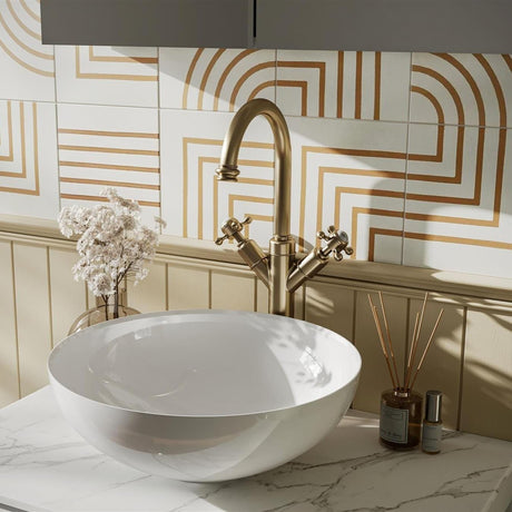 Crosswater Tall Basin Tap Brushed Brass Crosswater Belgravia Tall Monobloc Basin Mixer Tap with Crosshead Handle