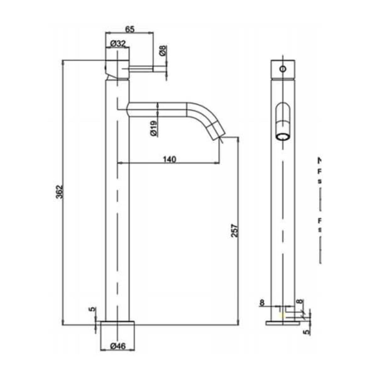 Crosswater Tall Basin Tap Crosswater MPRO Deck Mounted Tall Basin Mixer Tap