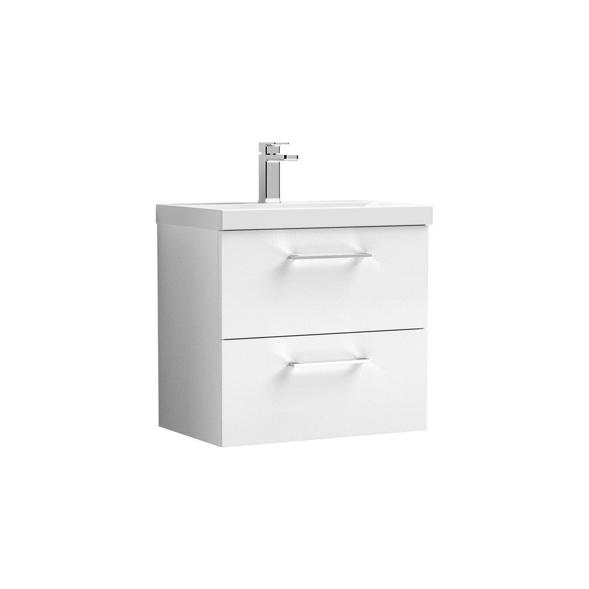 Aquarius Bathrooms Wall Mounted Vanity Unit Aquarius Brisbane 600mm Wall Hung 2 Drawer Vanity Unit with 1 Tap Hole Mid Edge Basin