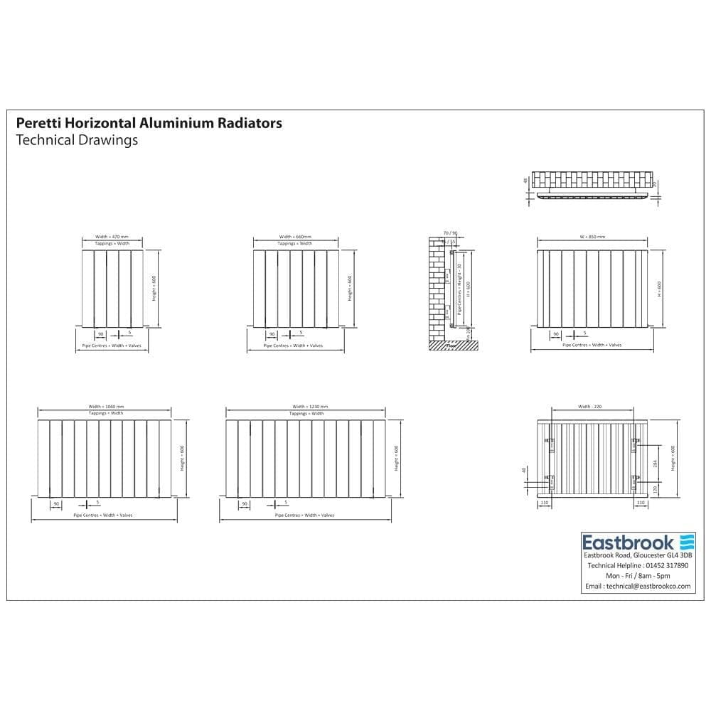 Eastbrook Panel Radiator Eastbrook Peretti Straight Horizontal Aluminum Radiator in Polished Aluminum