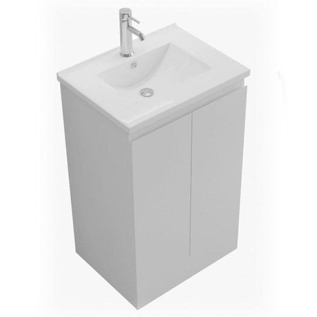 Aquarius Bathrooms Floor Standing Vanity Unit Aquarius Halite Waterproof Floor Standing Vanity Unit in Gloss White with 1 Tap Hole Basin