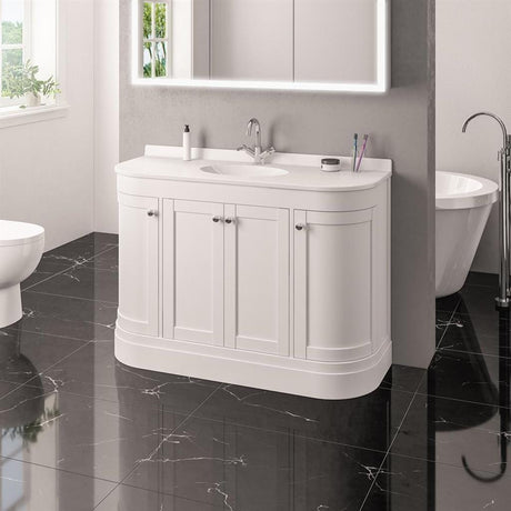 Eastbrook Floor Standing Vanity Unit Matt White / White Quartz Eastbrook Hardwick Traditional 1200mm Floor Standing Vanity Unit with Single Basin