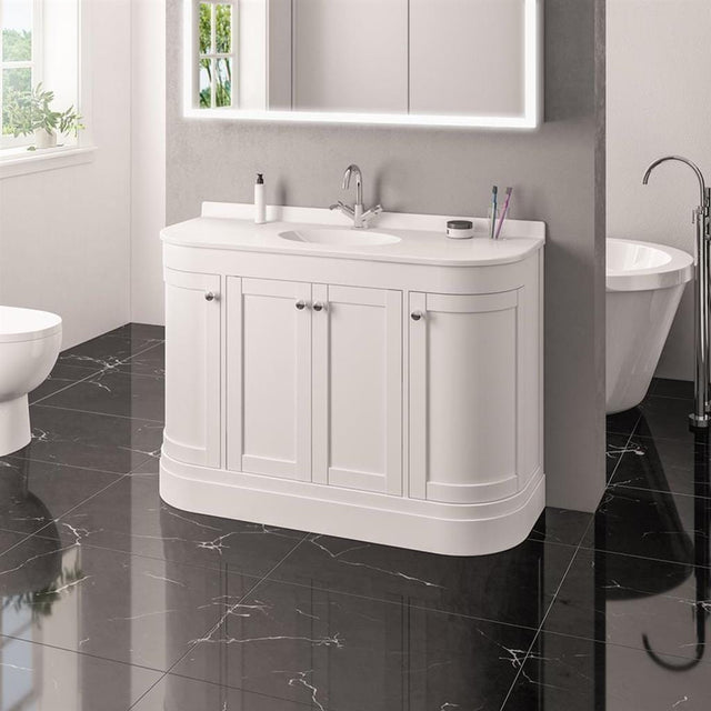 Eastbrook Floor Standing Vanity Unit Matt White / White Quartz Eastbrook Hardwick Traditional 1200mm Floor Standing Vanity Unit with Single Basin