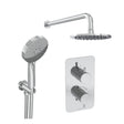 Saneux Concealed Shower Set Chrome Saneux COS 2 Outlet, 2 Handle Concealed Shower Valve Kit with 3 Function Handset and 200mm Shower Head