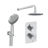 Saneux Concealed Shower Set Chrome Saneux COS 2 Outlet, 2 Handle Concealed Shower Valve Kit with 3 Function Handset and 200mm Shower Head