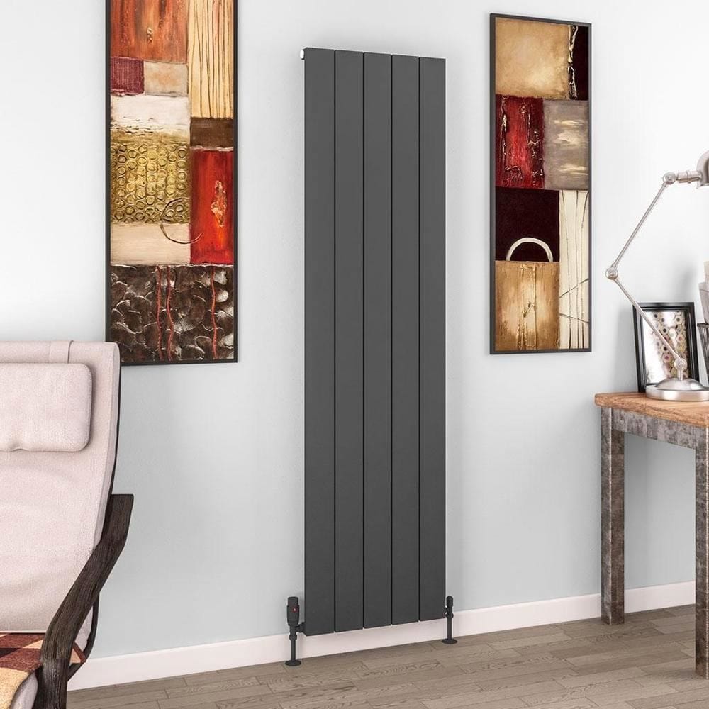 Eastbrook Panel Radiator 1800 x 470 / Dual Fuel Eastbrook Charlton Vertical Aluminium Designer Radiator in Matt Anthracite